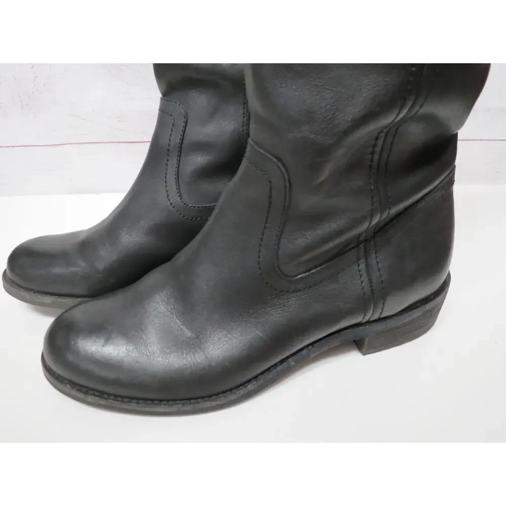 Lands' End Boots Womens 7.5 B Black Tall Leather Pull On